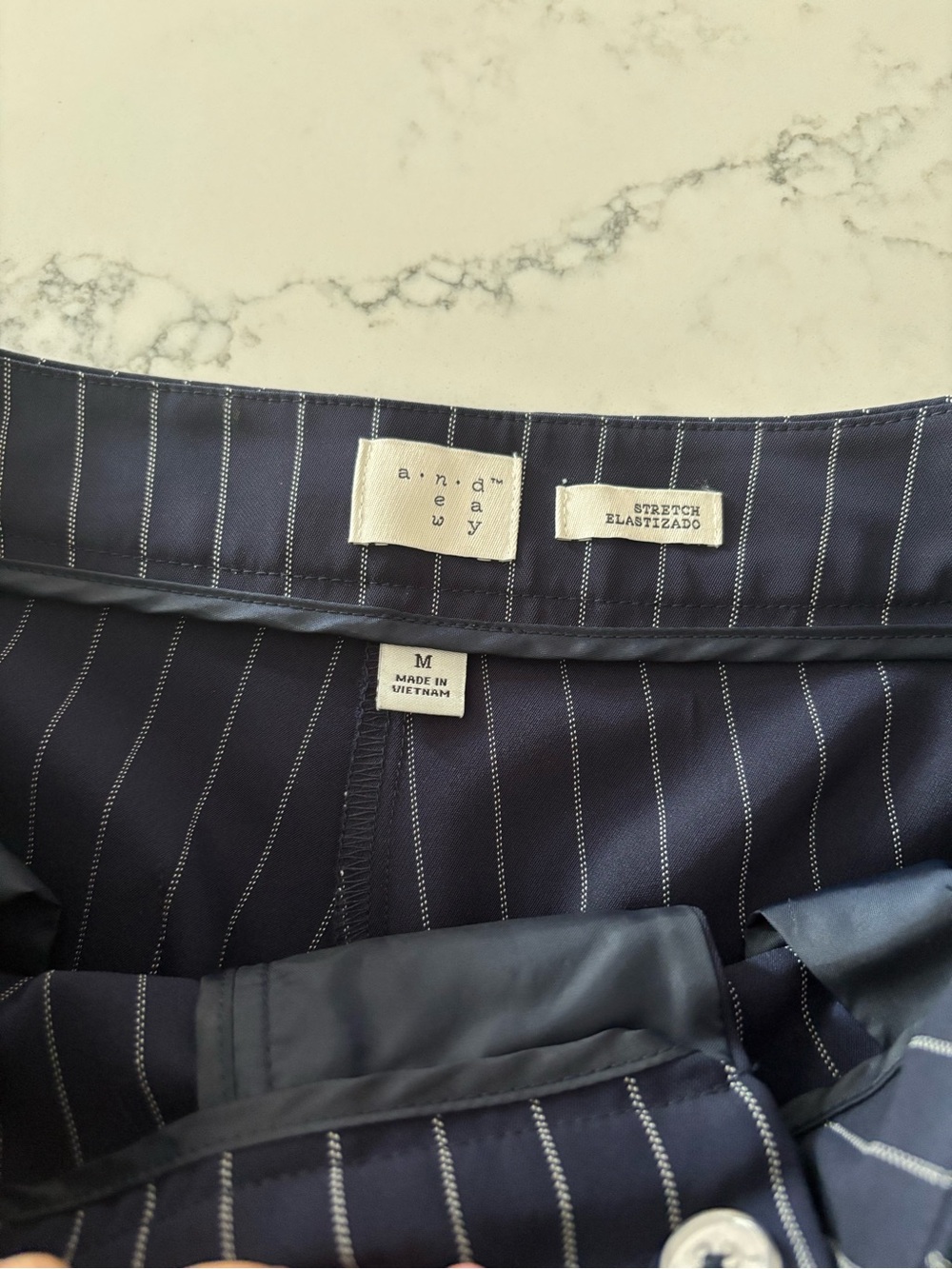 a new day Navy Pinstripe Wide-Leg Trousers - Picture 7 of 8